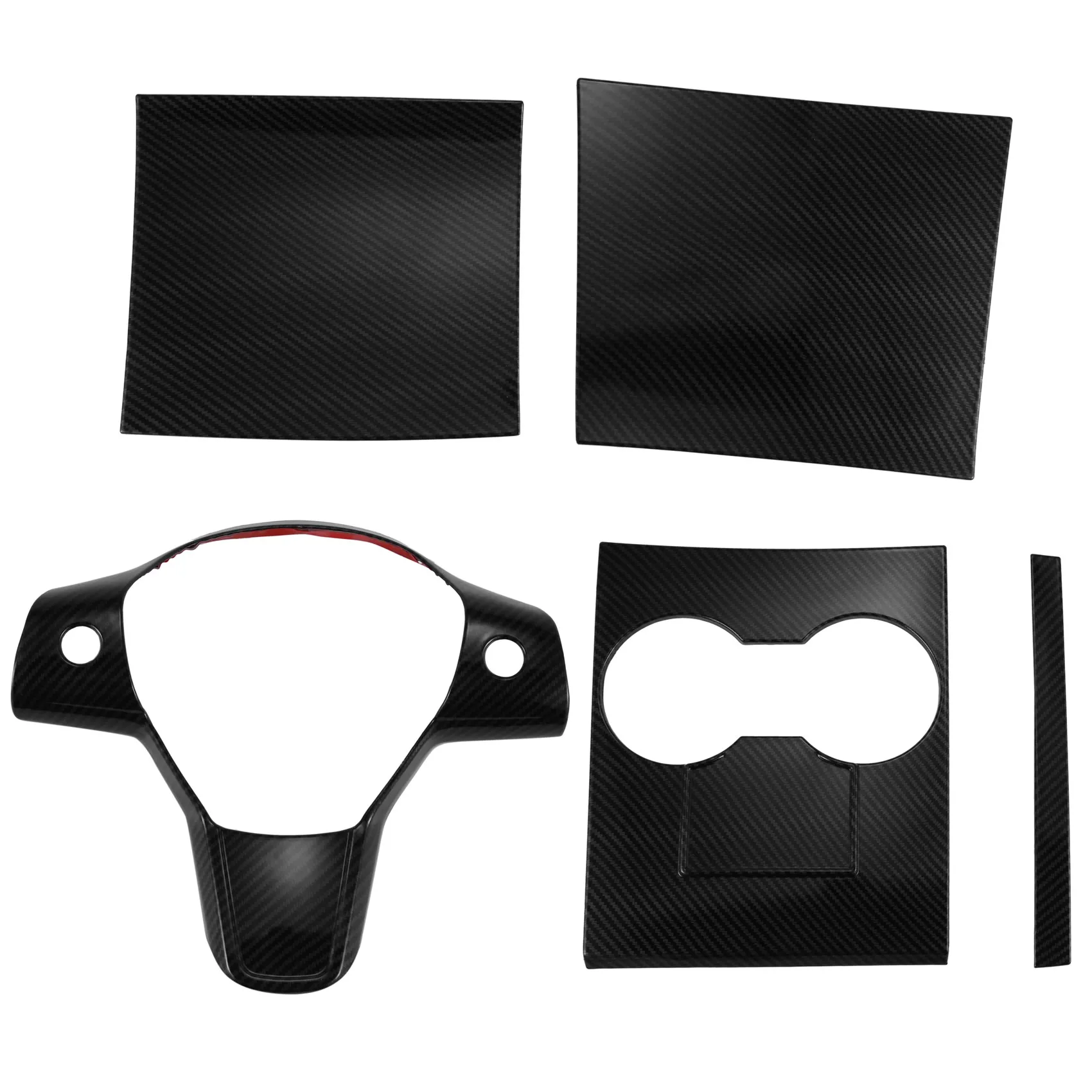 

Car Steering Wheel Decorative Cover Trims Patch + Center Console Wrap Panel Kit for Tesla Model 3