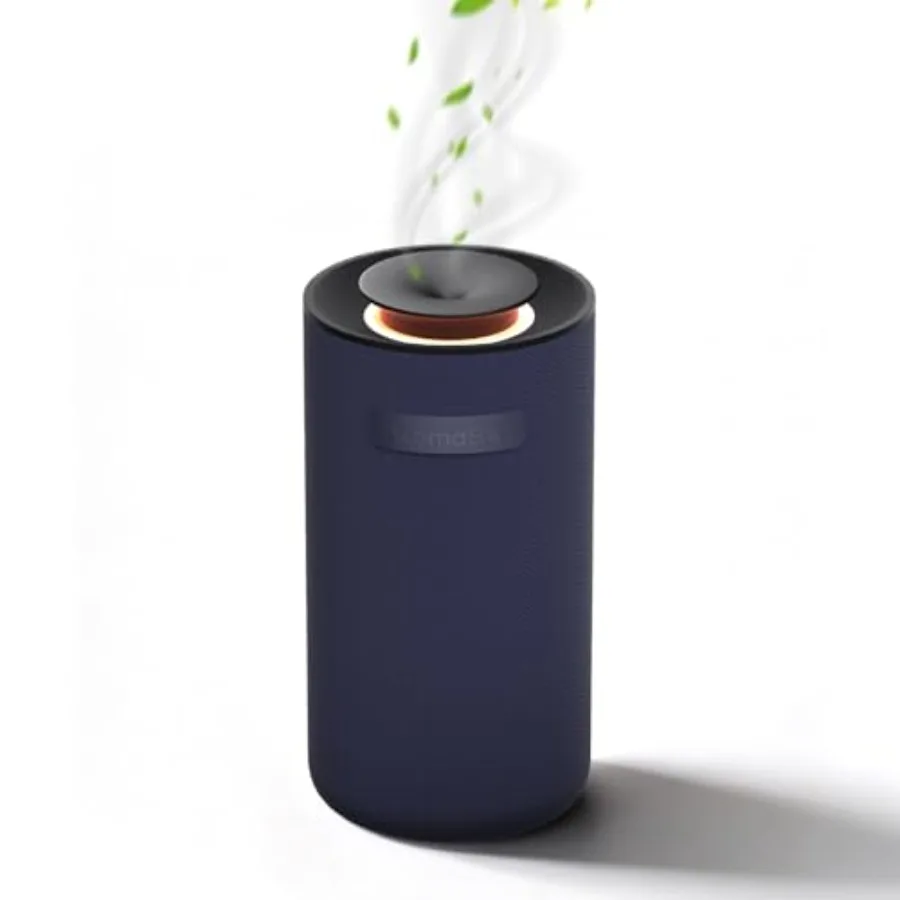 Waterless essential oil diffuser for car/home/office; aluminum alloy body; matte black finish; smart portable nebulizing with d