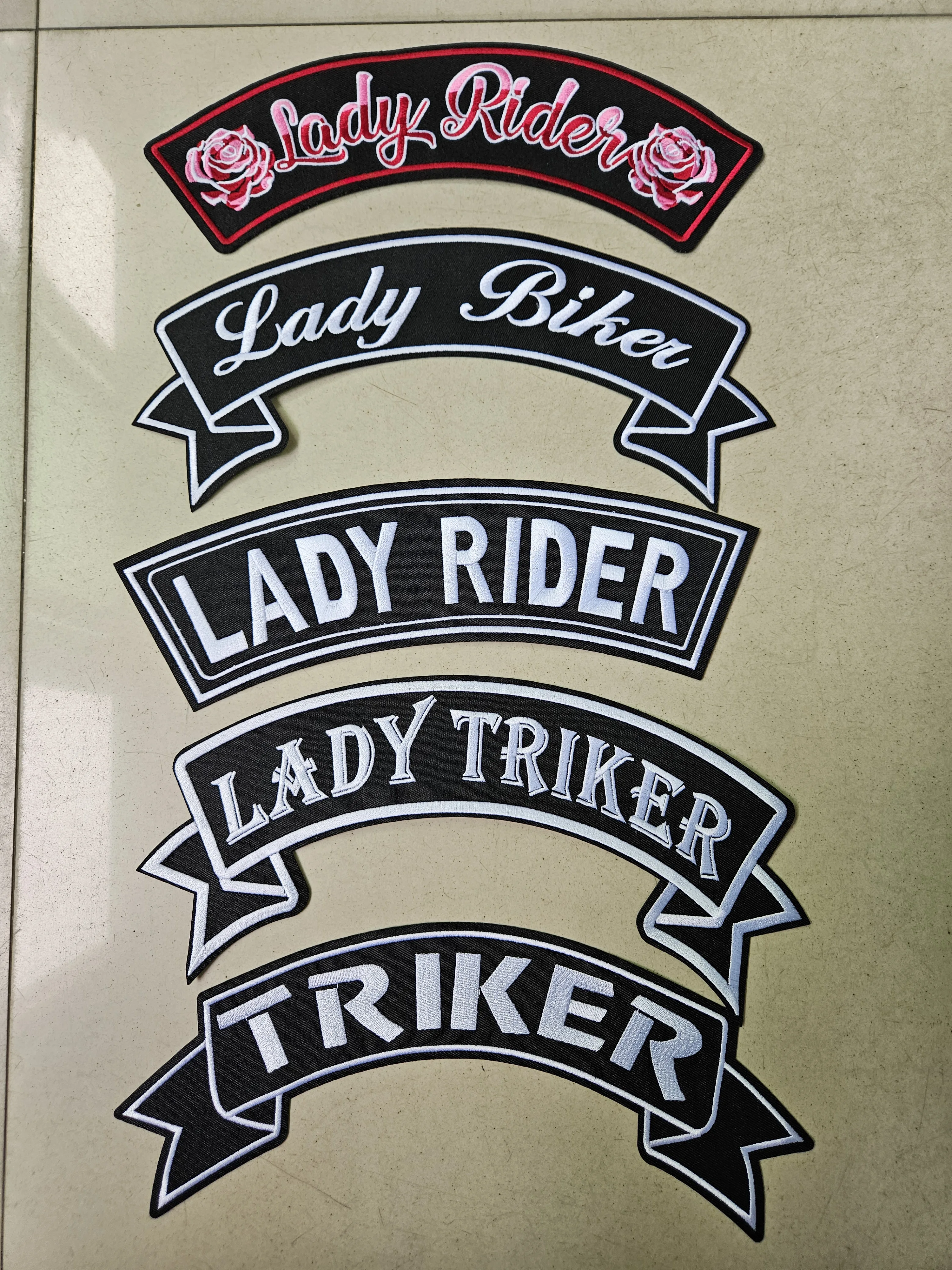 Customized Brand Logo Embroidery Patches Iron On Sew On Lady Riders Motorcycles Stickers For Clothing Garment Jeans Jacket Hats