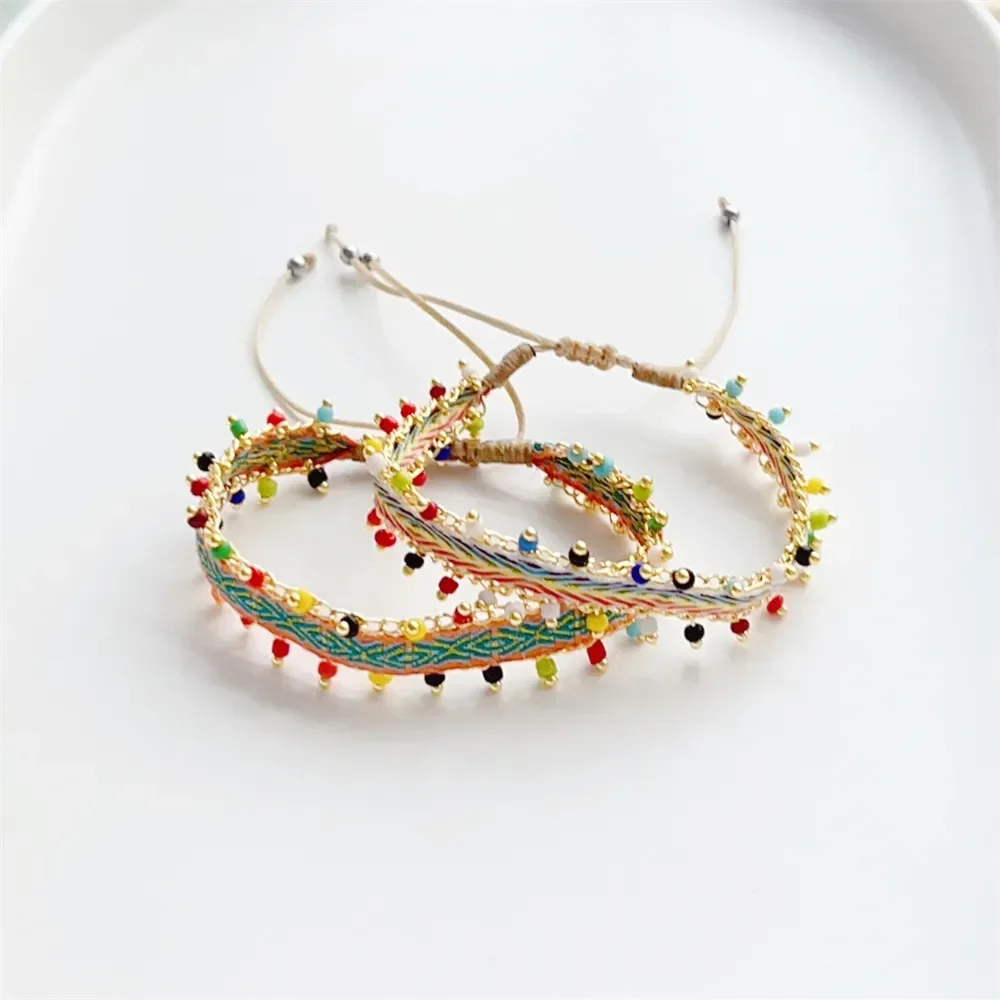 KKBEAD Boho Summer Colorful Bracelets Jewelry Handmade Braided Cloth Fabric Bracelet for Women Jewellery Pulseras Mujer Moda