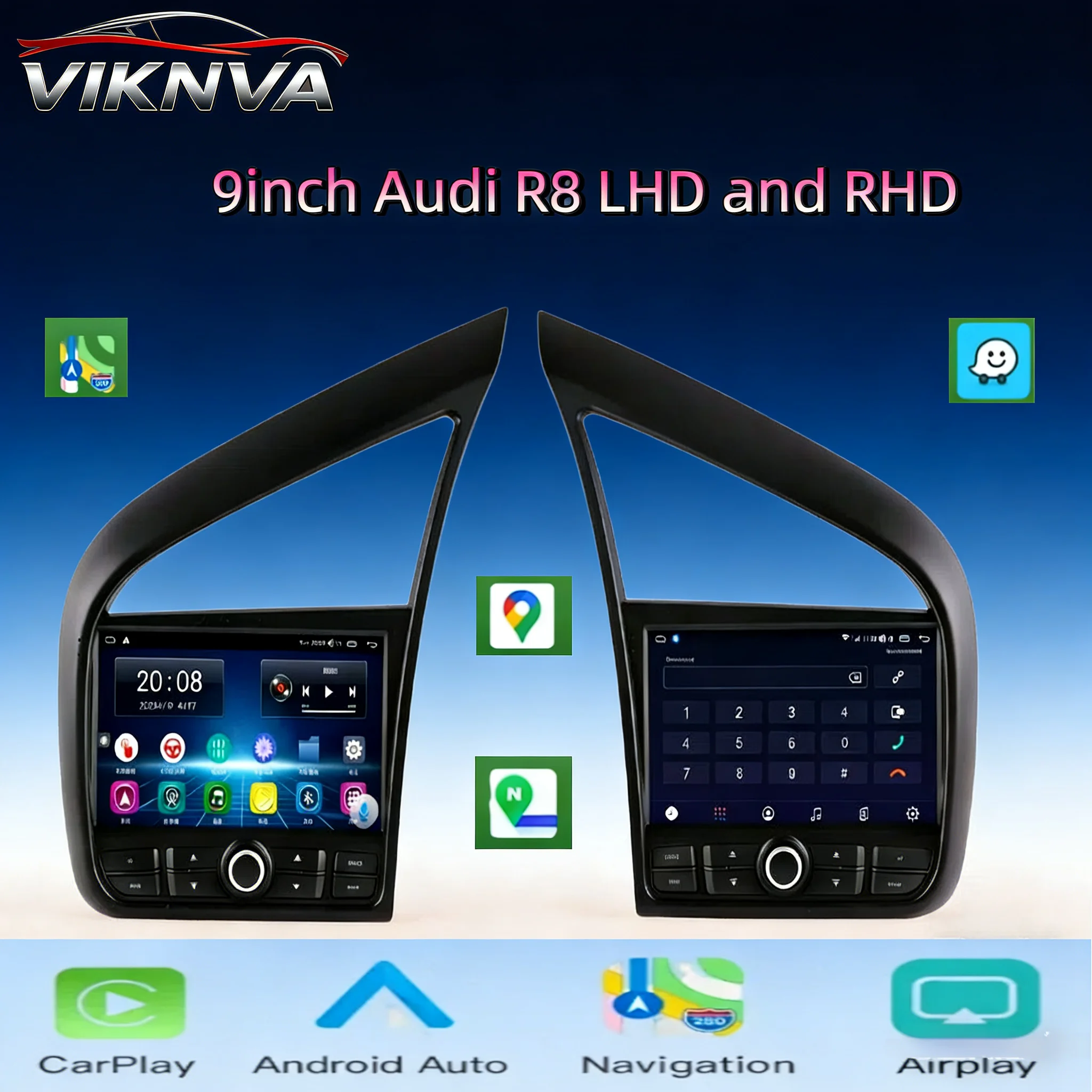 256G Android For Audi R8 2007-2015 Car GPS Navigation Auto Stereo HeadUnit Multimedia Radio Recorder Music DVD Player Carplay