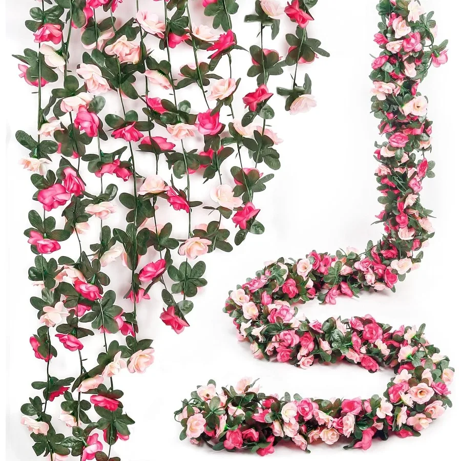 

5 шт., 41 футов, розовая цветочная гирлянда, искусственная розовая арка, лозы, искусственная весенняя цветочная гирлянда для цветочного настенного фона, свадебных мам Da