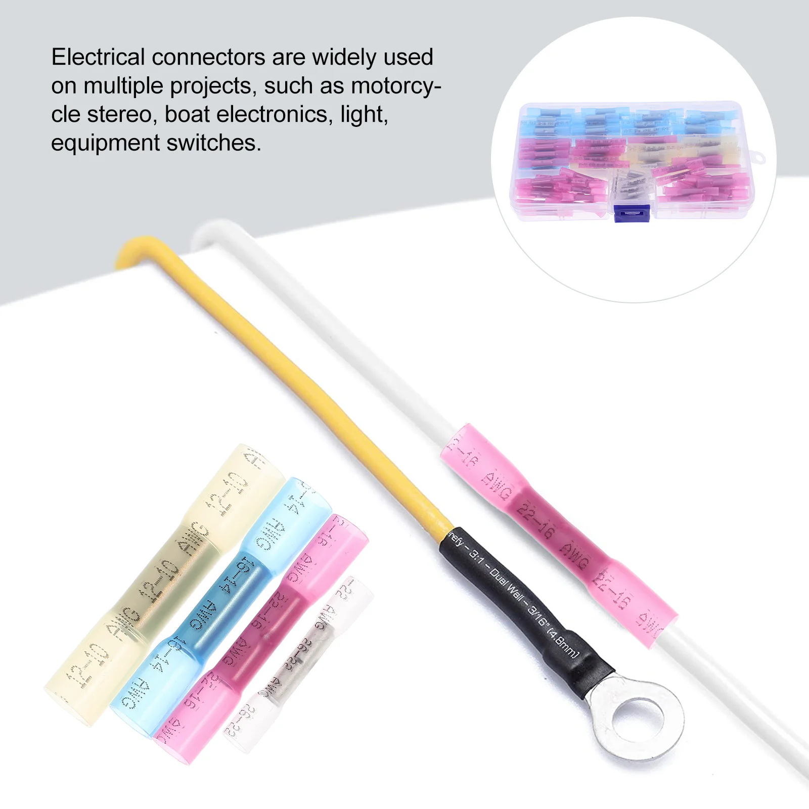 

1Set Heat Shrink Wire Connector Waterproof Electrical Connector Automotive Cable Terminal Connectors Kit Wire Connectors