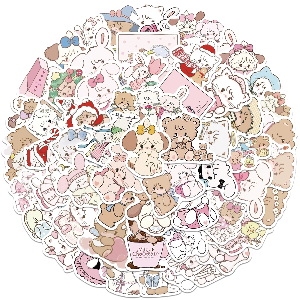 60pcs Cartoon Anime Cute MIKKO Stickers Kawaii Animals Graffiti Decals Laptop Luggage Skateboard Guitar Water Bottle Sticker
