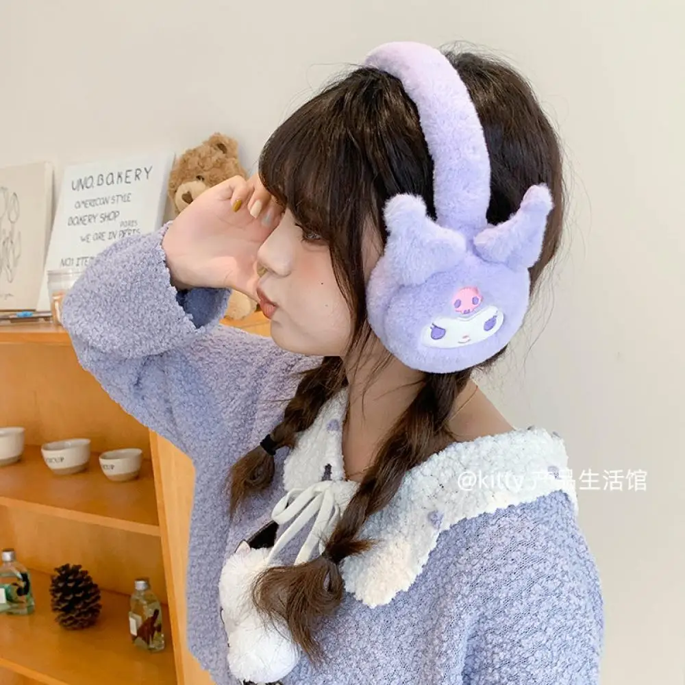 Sanrio My Melody Plush earmuffs Anime Kawaii Cinnamoroll winter cute girl student soft thicken warm festival Gift riding outdoor