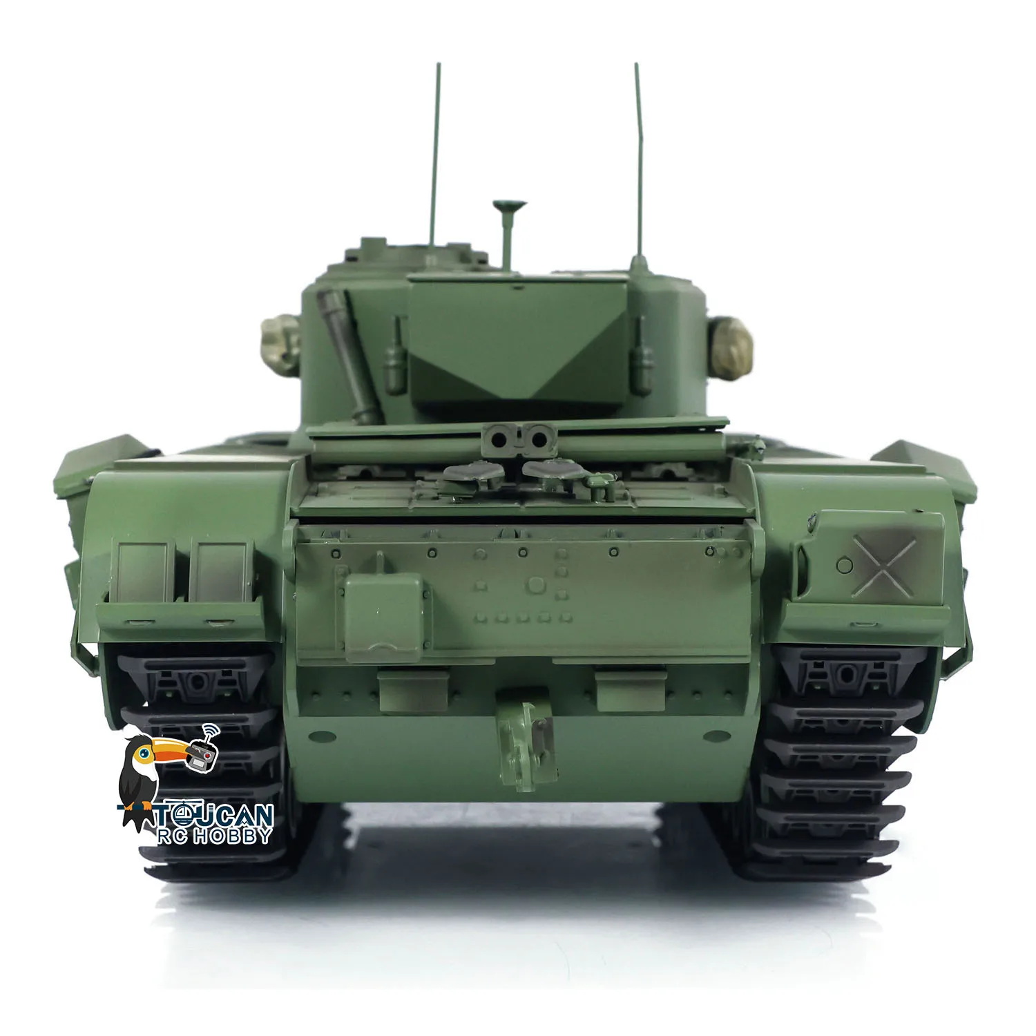 Tongde 1/16 RC ถัง Churchill Mk.VII ไฟฟ้าอินฟราเรด Battle ของเล่น Barrel รีโมทคอนโทรลสําหรับหดตัวแฟนทหาร