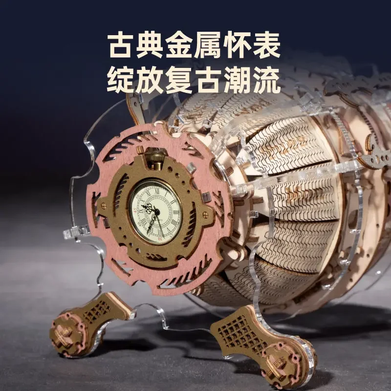 Time Engine: Calendar DIY Wooden Assembly Model Mechanical Clock, Hand-dial Mechanical Calendar