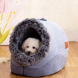 Dog/Cat Kennel Comfortable Fall and Winter Striped Long Hair Portable Nest Warm Thickened Pet Kennel Pet Kennel Anti-scratch