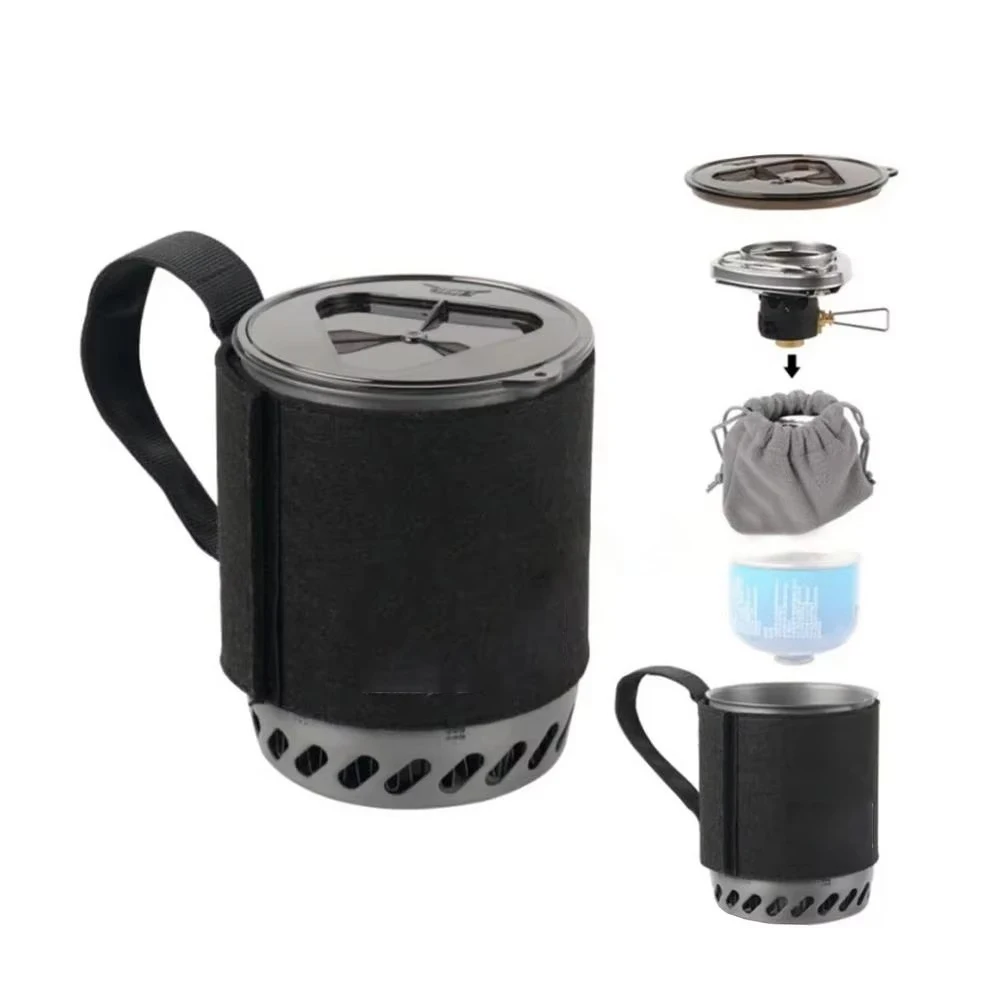 Portable Camping Cooking System With Backpacking Stove Camping Propane Cooking Stove Integrated Heat Collecting Pot Burner