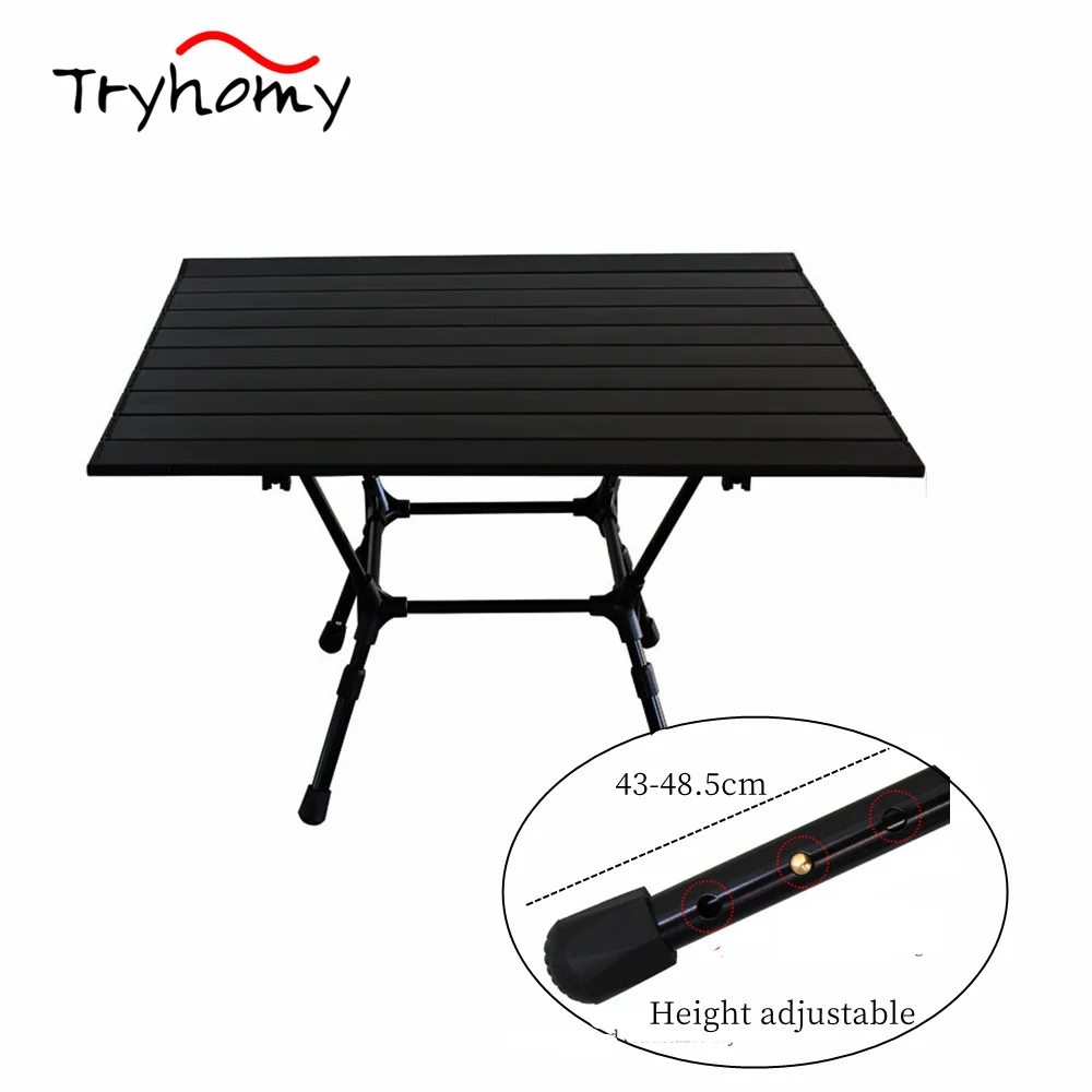 Tryhomy Aluminum Alloy Camping Folding Table With Storage Bag Portable Beach Party Desk Outdoor Lightweight Picnic BBQ Table