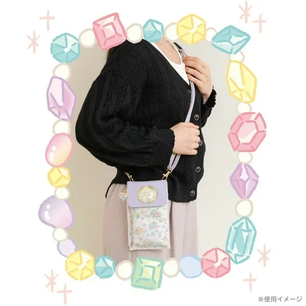 Sumikko Gurashi simpatiche Mini borse a tracolla per le donne ragazze in pelle piccola borsa per cellulare Kawaii viola Anime Messenger Sling Bags