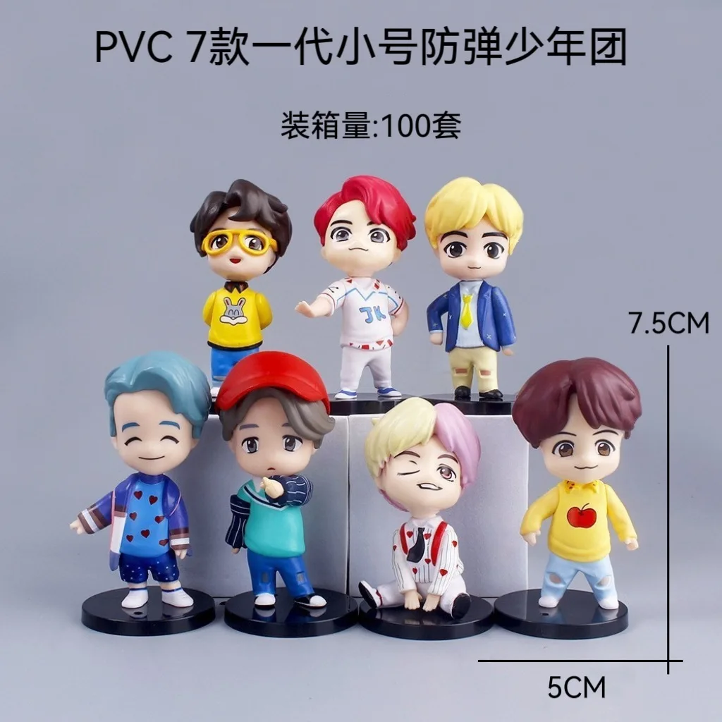 Figuras genéricas de BTS, 7 piezas, mini figuras de PVC de la 1ª y 2ª generación, figuras de acción de ídolos de K-Pop, decoración para tartas y escritorio para fans del grupo.