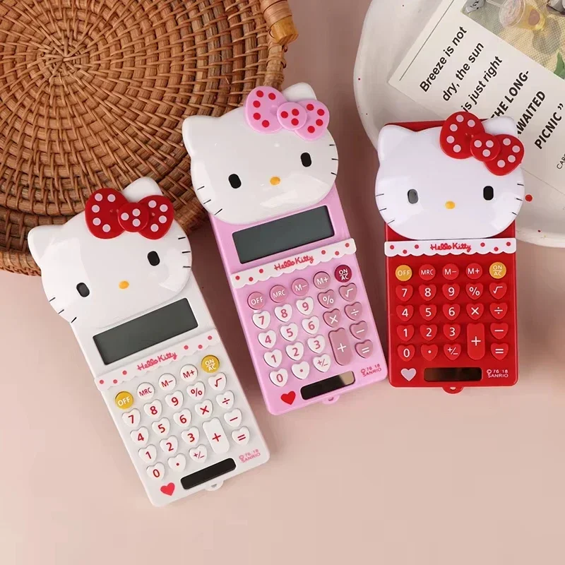 

Cute Hello Kitty Cartoon Push Cover Calculator Multi Functional Creative Portable Calculator For Students Back To School Gift