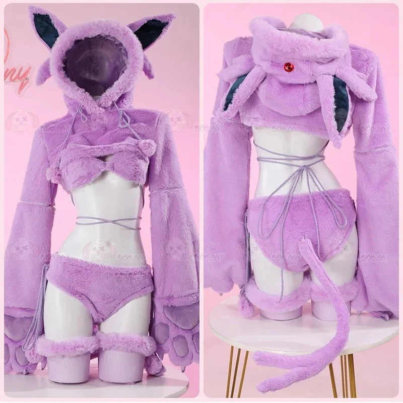 Espeon Mentali Psiana Косплей Костюм Пижамы Женщины Мужчины Для Хэллоуина Рождественский Фестиваль Праздничная Одежда