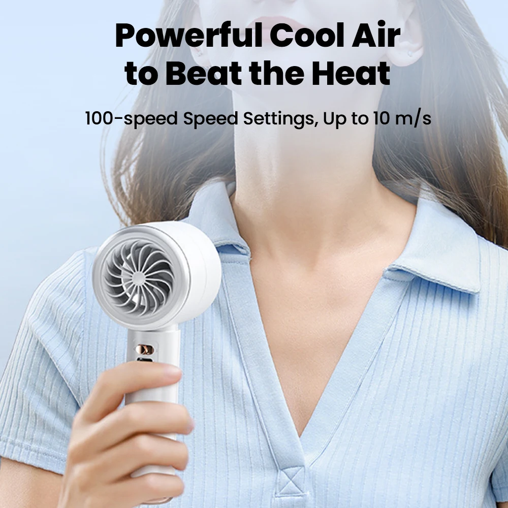 100-speed high-speed handheld fan USB mini portable rechargeable turbo desk fan view 3