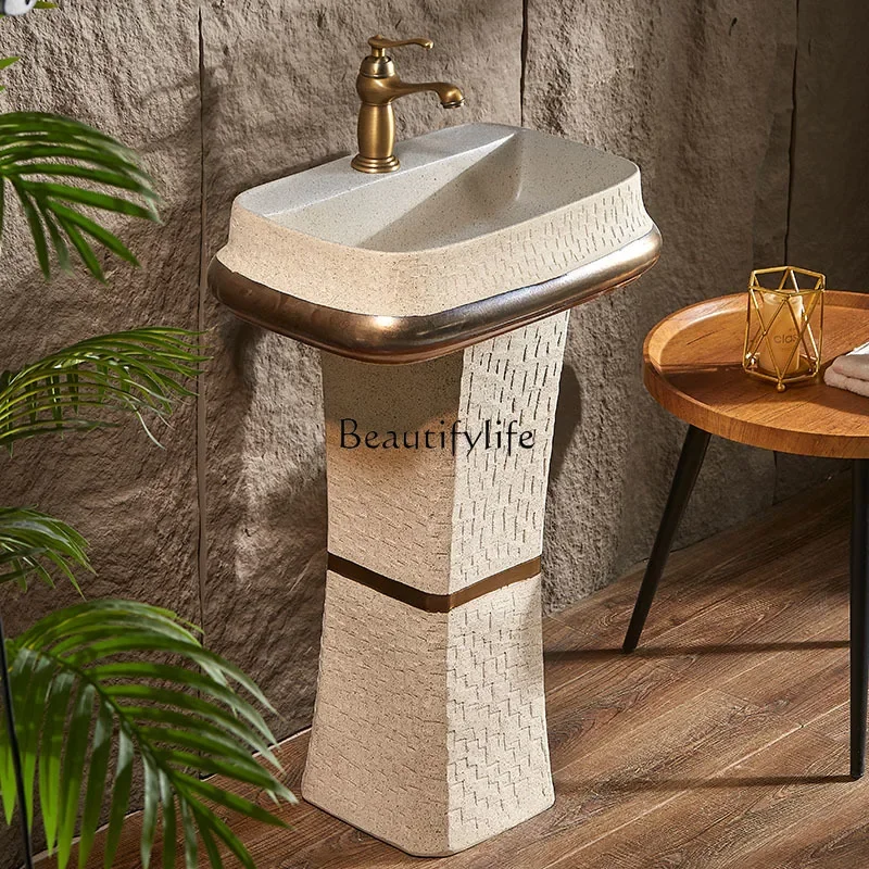FG-*Carved Phnom Penh Stone Pillar Basin Garden Vintage Washbasin Washbasin Outdoor