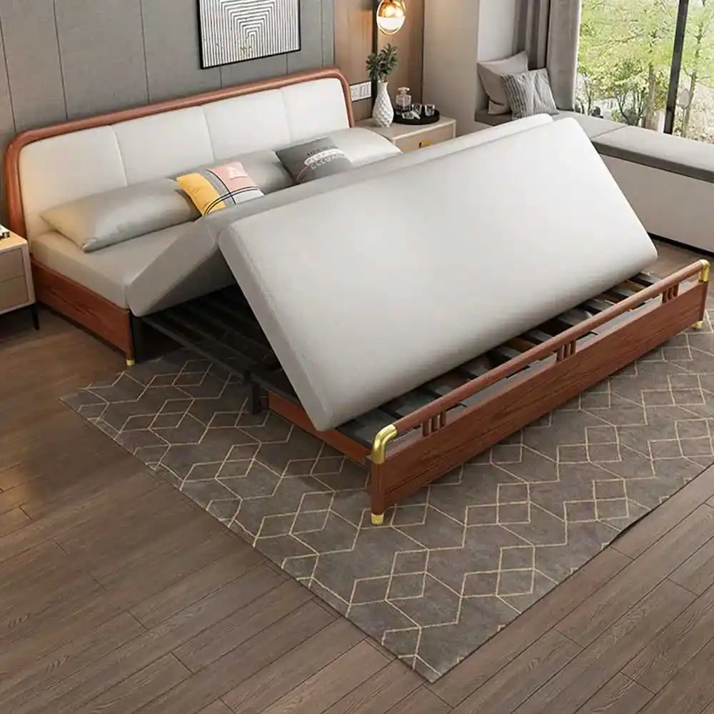 #Wood Frame Storage Sofa Bed With Hidden Storage Compartment Fabric Upholstered Convertible Sofa Bed for Living Room