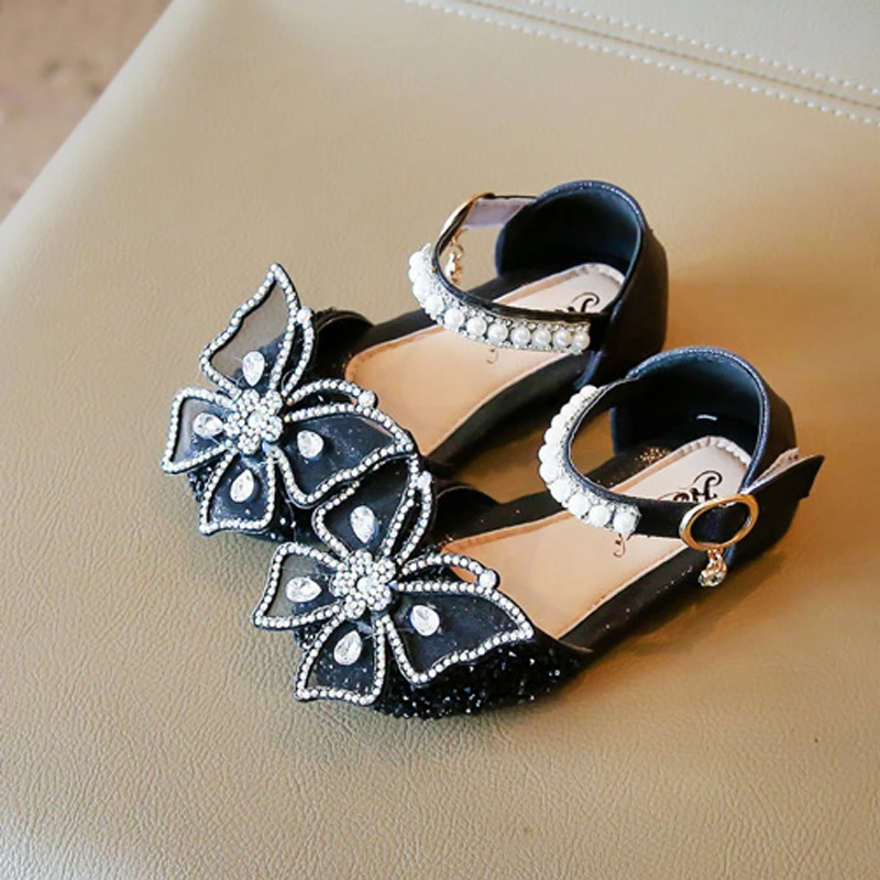 Summer Girls Sandals Fashion Sequins Rhinestone Bow Girls Princess Party Dance Shoes Kids Girl Shoes Flat Heel Sandals CSH1668