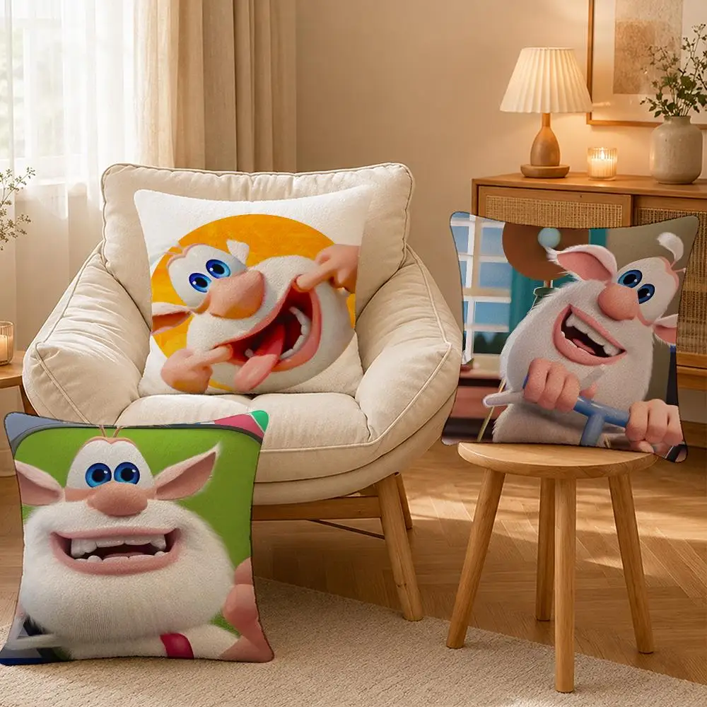 Booba Funny Monster Cushion Cover Personalized Short Plush Soft Bedroom Sofa Home Decor Gift