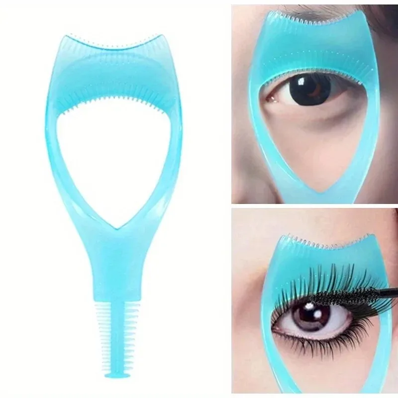 4PCS 3 in 1 Mascara Applicator Template with Eyelash Curler Guard and Case, Eyeliner Holder, Eyelash Aid, Eyebrow Drawing Tool