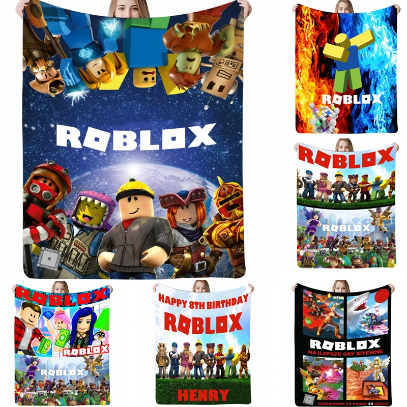 

ROBLOX Creative Cute Flannel Blanket Thickened Cover Soft Warm Skin Friendly Blanket Family Sofa Blanket Flannel Cozy Blankets