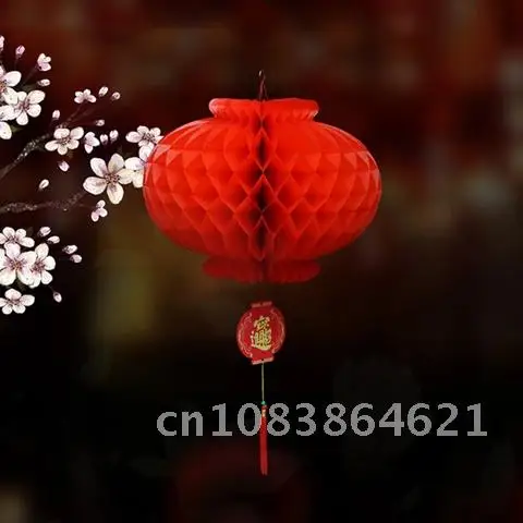 10 PCS Chinese Style Red Honeycomb Waterproof Paper Lantern For Festival Supplies Party and Wedding Decoration New Year Pendant