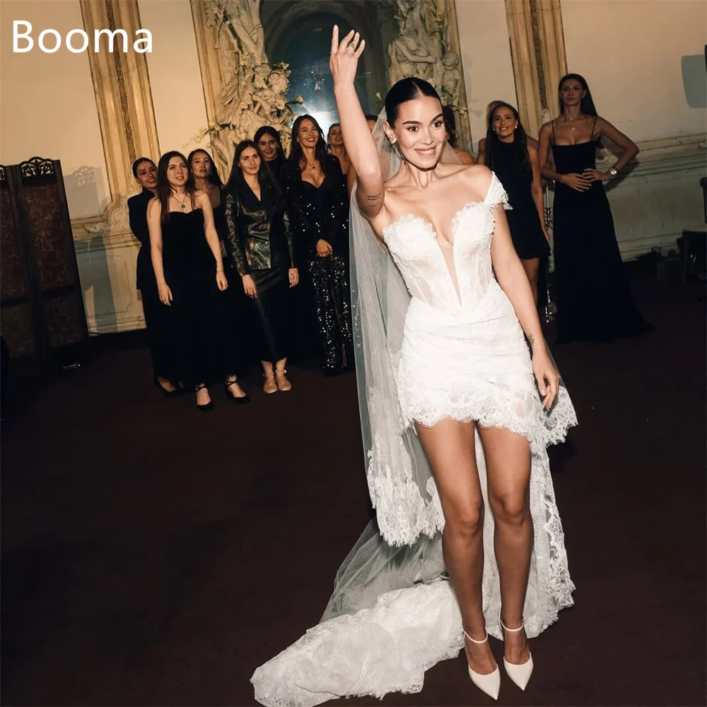 

Booma A-Line Lace Mini Off The Shoulder Elegant Wedding Dresses Classic Sleeveless Brides Gown Custom Made 2025