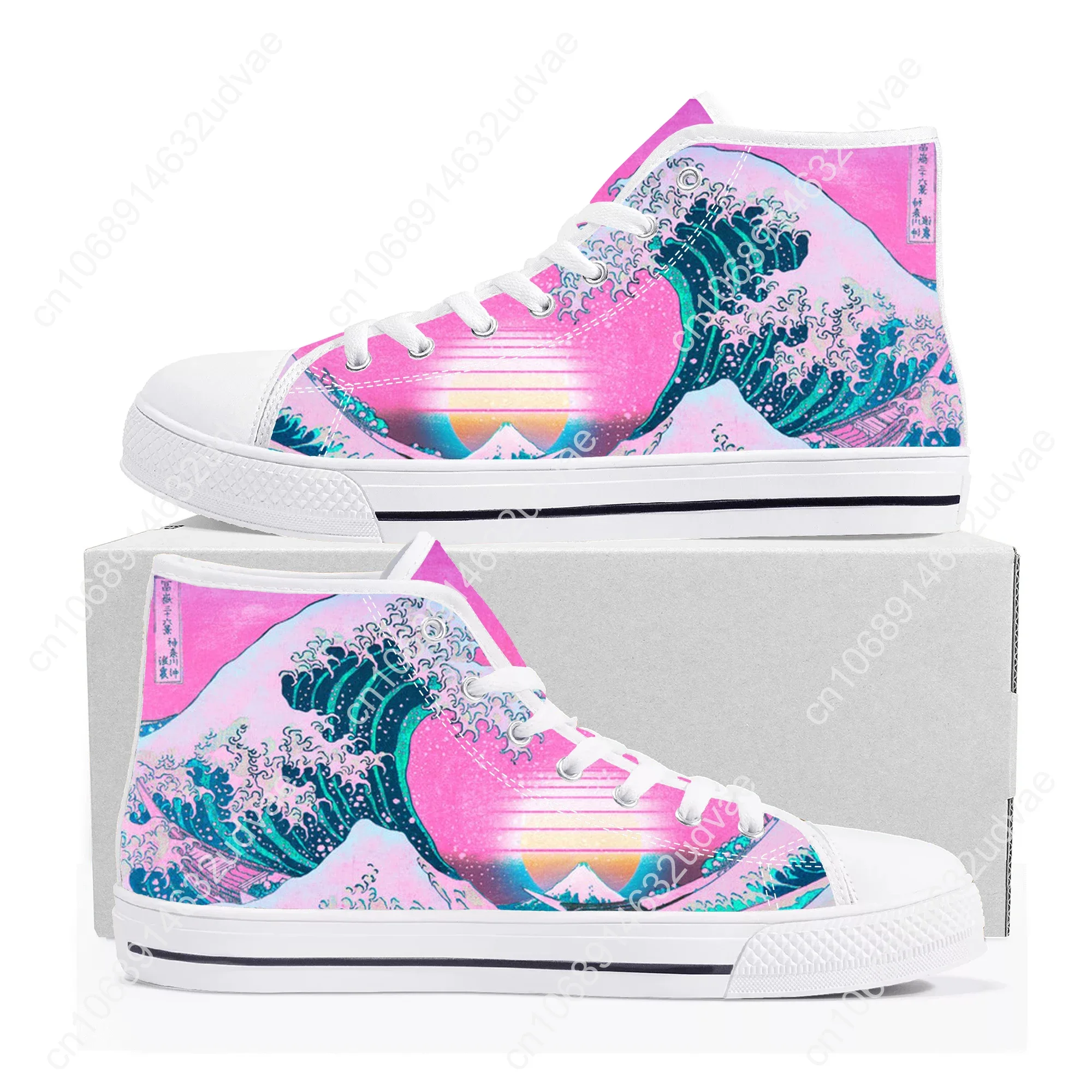 The Great Wave off Kanagawa High Top Sneakers High Quality Mens Womens Teenager Canvas Sneaker Casual Couple Shoes Custom Shoe