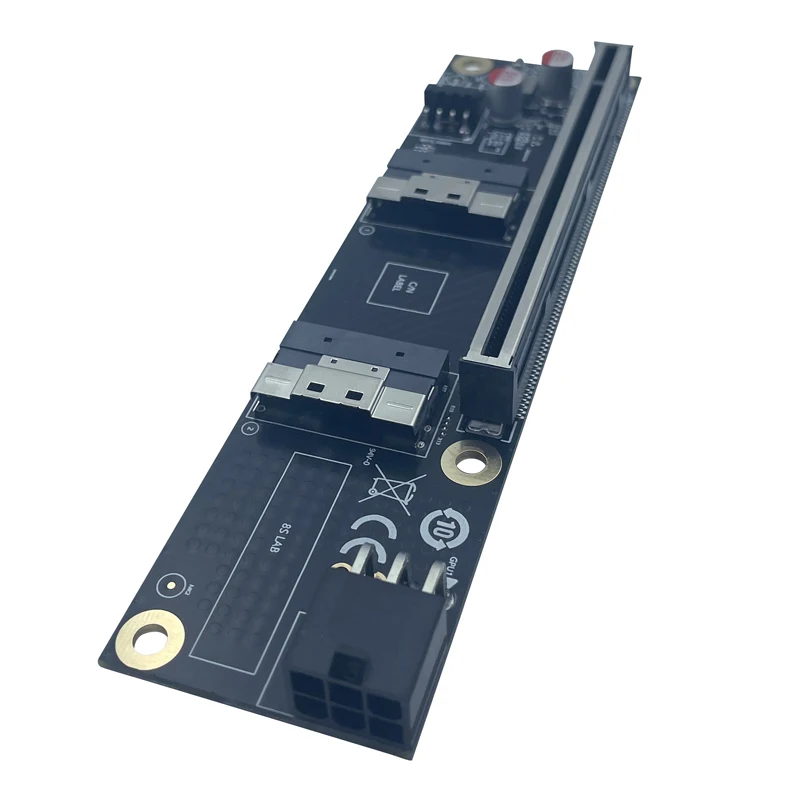 Gen5 2 Port SlimSAS 8i to PCIe 5.0 x16 Adapter Expansion Card Riser Board SFF8654 for Graphics Card Network Card NVMe SSD U2 GPU