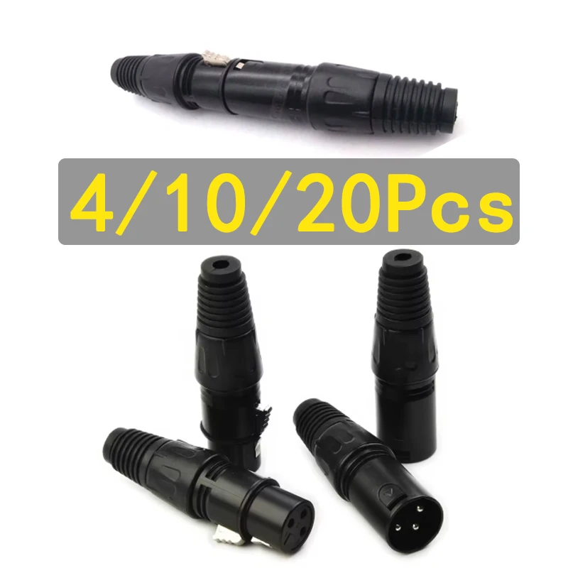 

4/10/20pcs XLR 3-Pin Male/Female Microphone Audio Cable Plug Connector Cannon MIC Termination