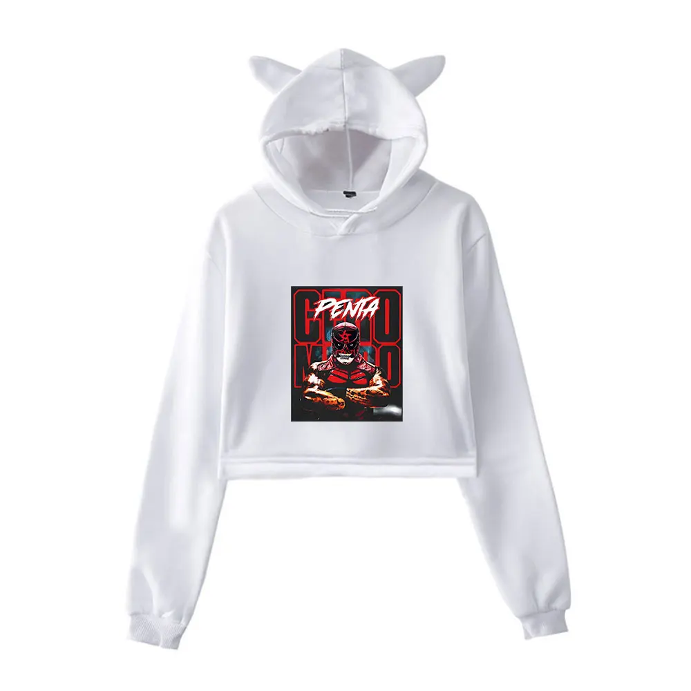 Penta El Zero Miedo Merch Vintage 90s ملابس الشارع الشهير شعار هوديي هوديس بلوزات للفتيات القط الأذن المحاصيل موضة الرياضة البلوز