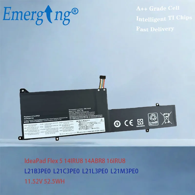11,52V 52,5Wh L21M3PE0 Akku für Lenovo IdeaPad Flex 5 14IRU8 14ABR8 16IRU8 L21L3PE0