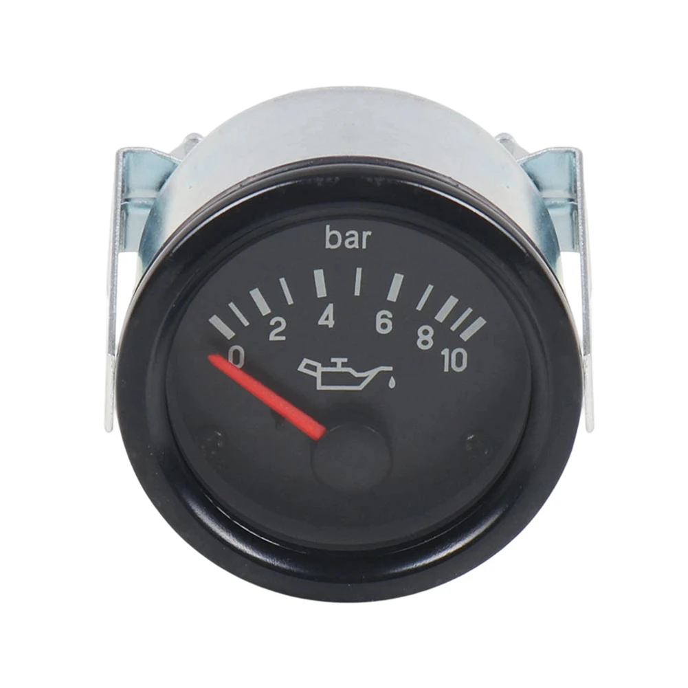 52mm Oil Pressure Gauge 0-10 Bar 12V Analog-Dial For Car Marine Engine Black