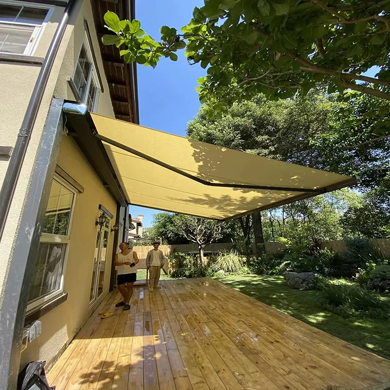 Electric Premium Remote Retractable Waterproof Sunshade Cassette Awning for Balcony Courtyard Garden