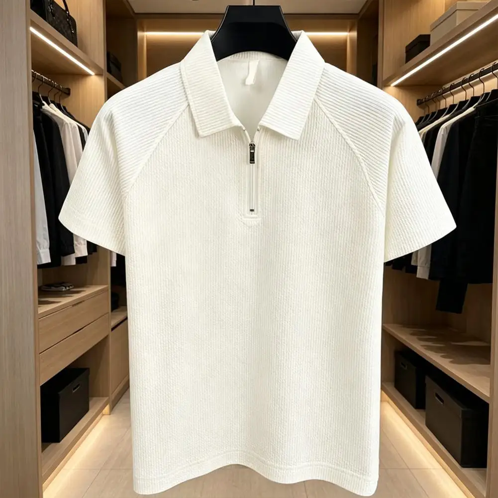 2026 Fashion Men's Quarter Zip Tee Minimalist Zipper Design Casual Style For Daily And Outdoor Wear