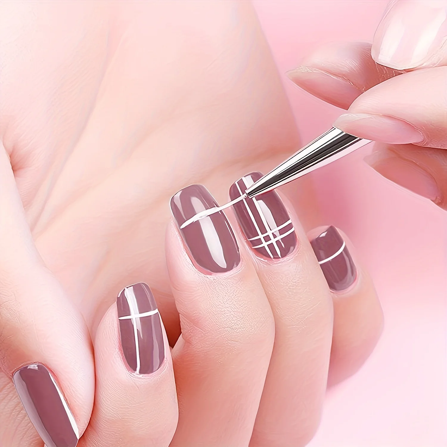 Nail Art Brushes, 5pcs Long Nail Art Line Brushes for Details, Fine Designs, Thin Nail Design Brush Set Gel Polish Painting Pens