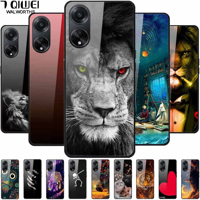 For OPPO A98 5G A 78 Case Luxury Tempered Glass Soft Bumper Phone Cover for Oppo A78 5G A 98 Fundas For OPPOA78 OPPOA98 Painted