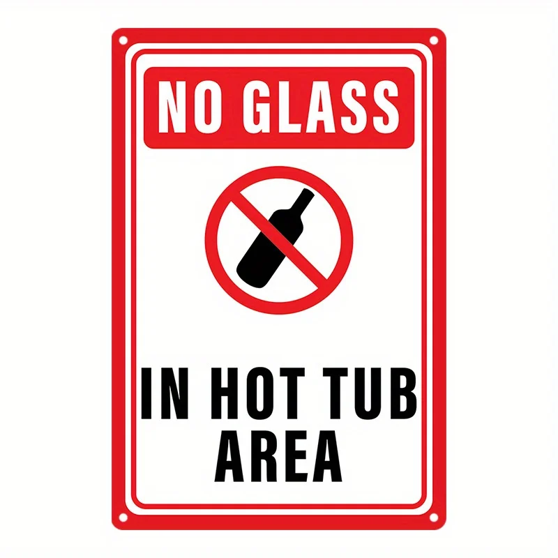 （2D Tin painting）Vintage Hot Tub Rules Metal Sign Iron 8x12 Inch 2D Flat Pool Wall Decor for Patio Spa Backyard