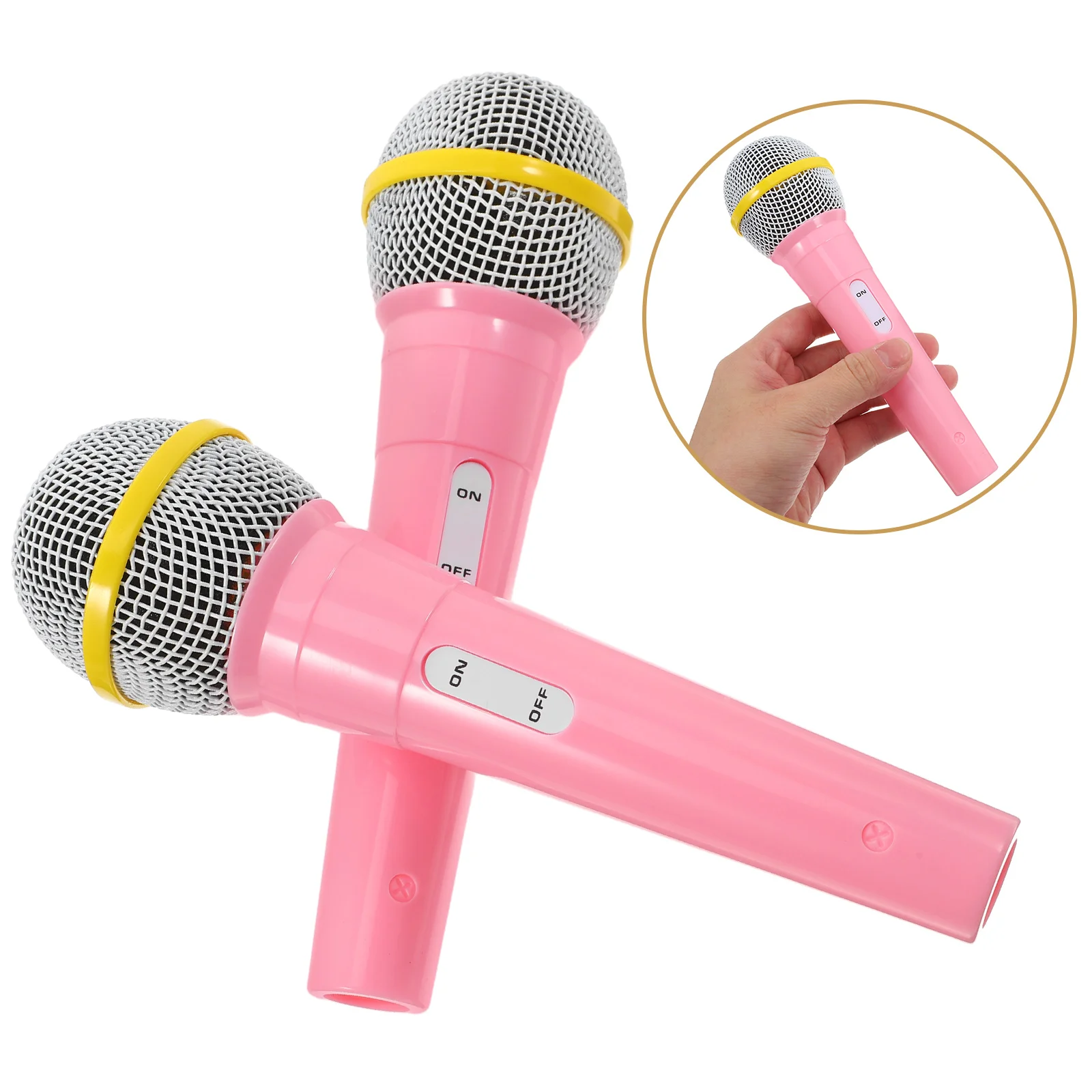 

2 Pcs Cosplay Microphone Microphones Karaoke Plastic Toy Headset Fake
