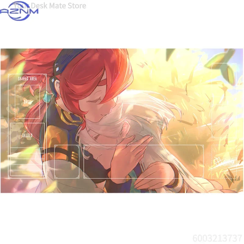 Anime Cartoon Character TCG Playmat Mouse Pad, Rubber Anti-slip Gaming Mouse Pad, Warm Sunlight Couple Art Card Game Zone Print
