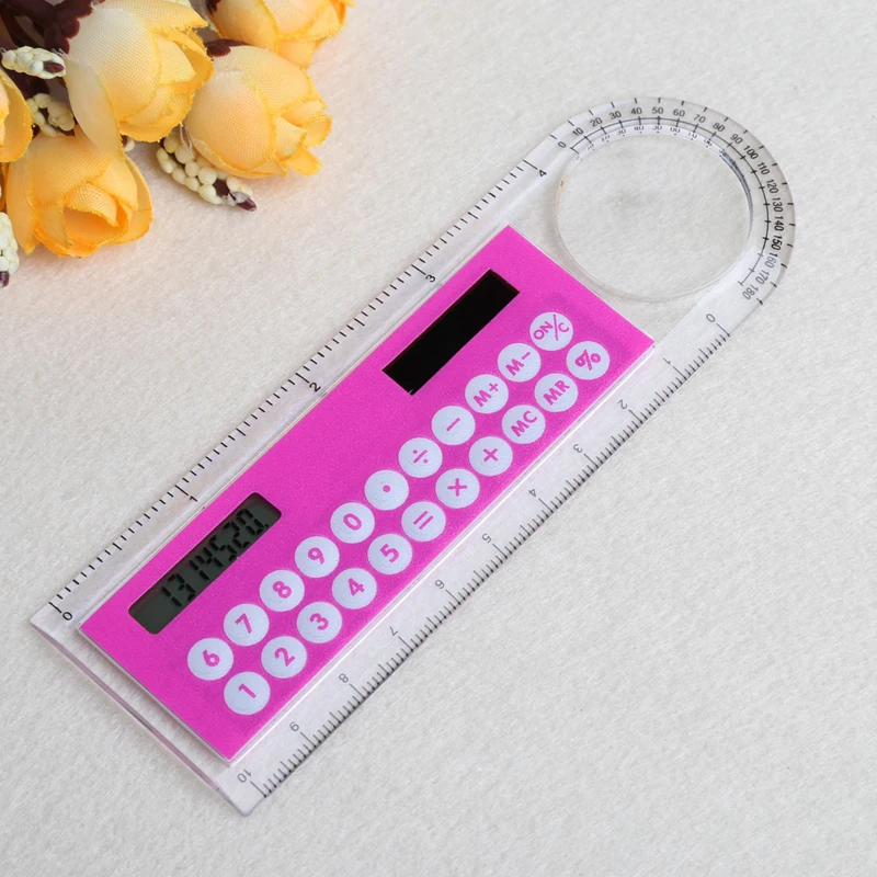 10cm Ruler Mini Digital Calculator 2 in 1 Kid Stationery School Office Gifts