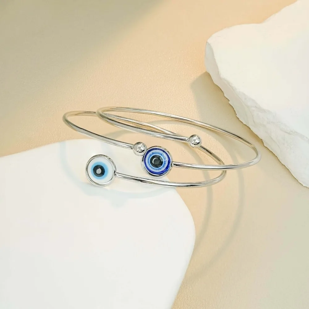 New Gothic Demon Eye Bracelet Personalized Alloy Adjustable Creative Bangle Open-mouth Versatile Blue Eye Ring Music Festival