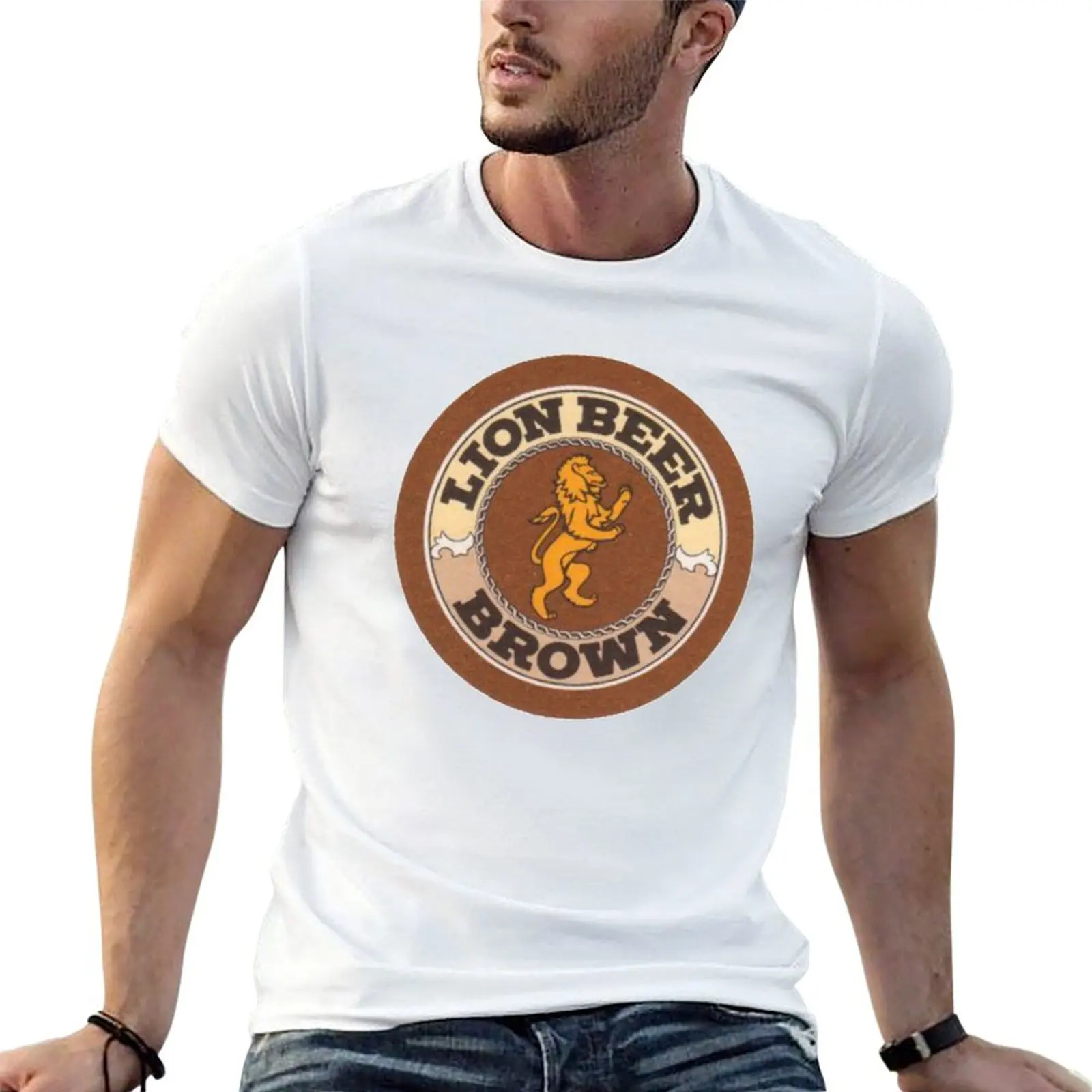 

for man Lion man Beer t Coaster casual men shirt Brown cotton shirts t T-Shirt