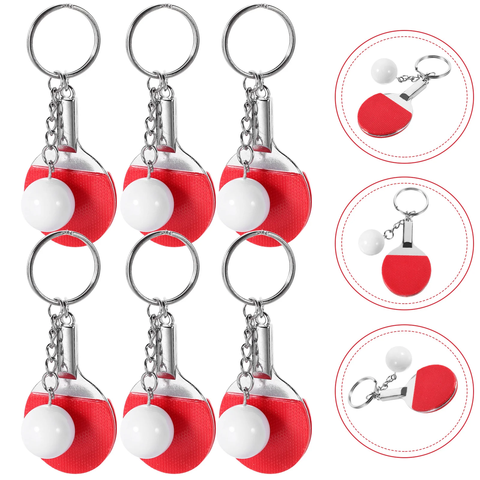 6Pcs Table Tennis Keychain Small Sports Ball Keychains Decorative Key Holder for Women Bag Backpack Keychain Set Bulk