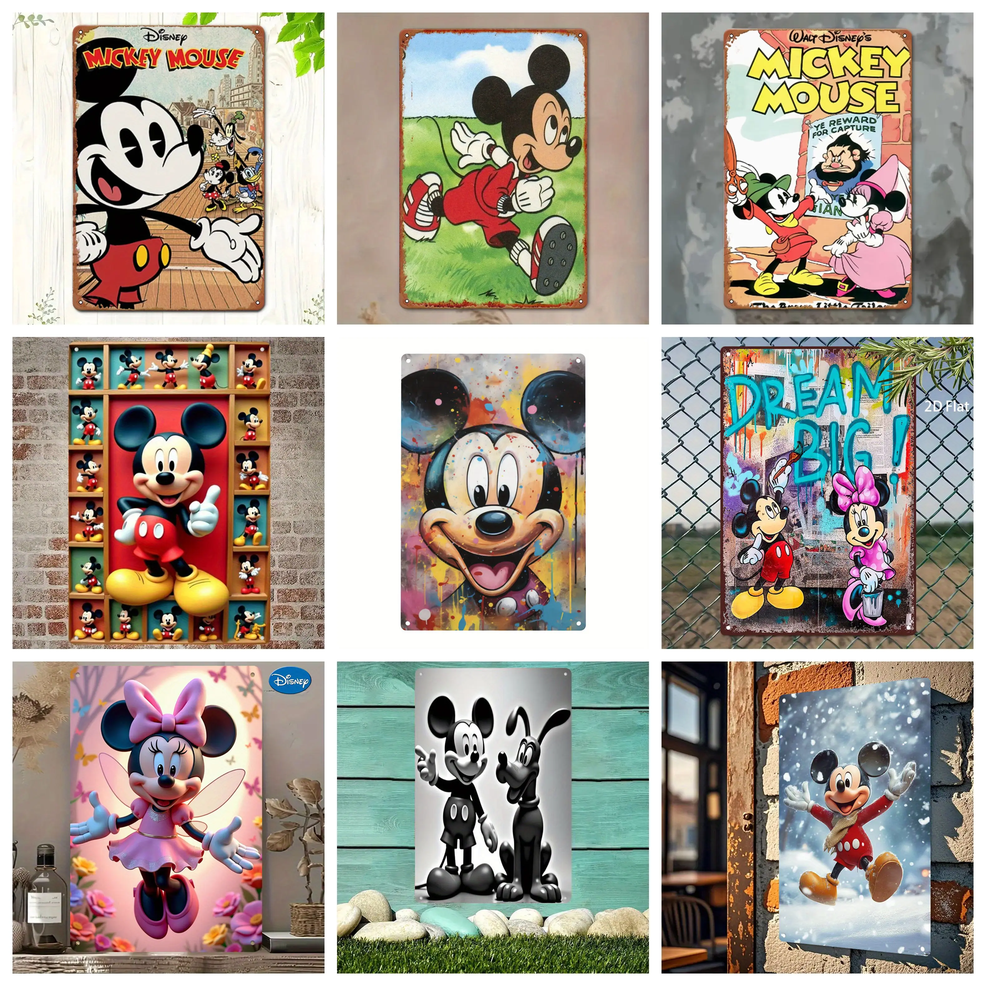 

Miniso Disney Mickey Tin Sign Home Decor Wall Decor Art Wall Mural Room Decoration Decor Retro Metal Sign Plate Bar Posters