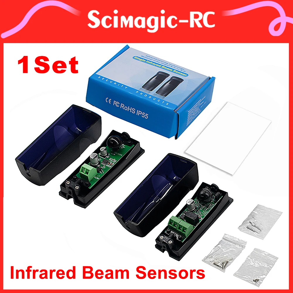 1 Set AC/DC 12-24V Universal Single Infrared Detector Photocell Sensors Beam for Swing /Sliding/Garage Gate/ Gate Alarm System