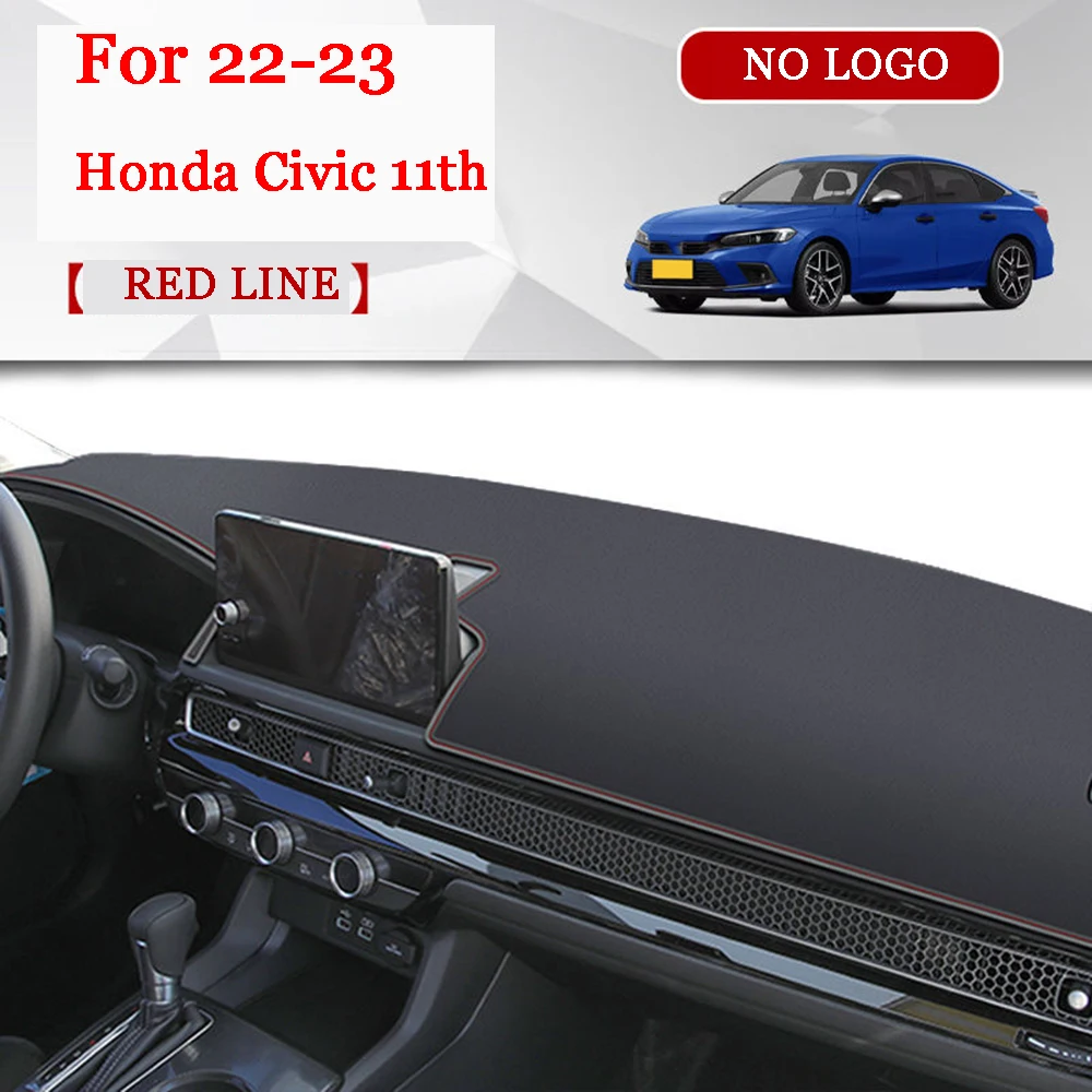 For Honda Civic 11th  2022 2023 Leather Car Dashboard Light-proof Mat Dash Non-slip Sun Shade Protetion Carpet Non-Slip Mat