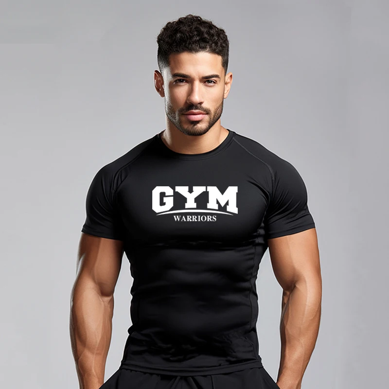 Compression Tight Short Sleeve Milk Silk T-Shirts Summer Quick Dry Mens Fitness Muscle Clothing Gym Bodybuilding Sport Shirts