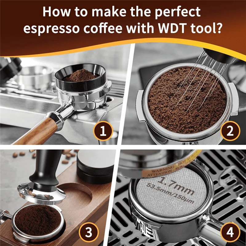 أجهزة المتسوق أدوات WDT شاشة عفريت الإسبريسو - قمع جرعات 54 مم وإبر من الفولاذ المقاوم للصدأ توزيع محرك القهوة T