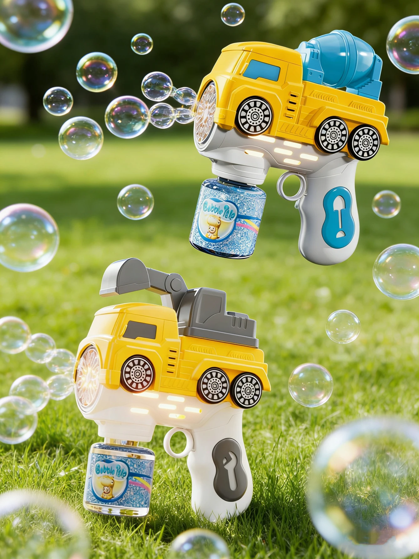 Vehicle Bubble Gun Toys, Cartoon Bubble Machine—Summer Outdoor Gift for Kids(Not Included Battery,  Not Contain Bubble Liquid)
